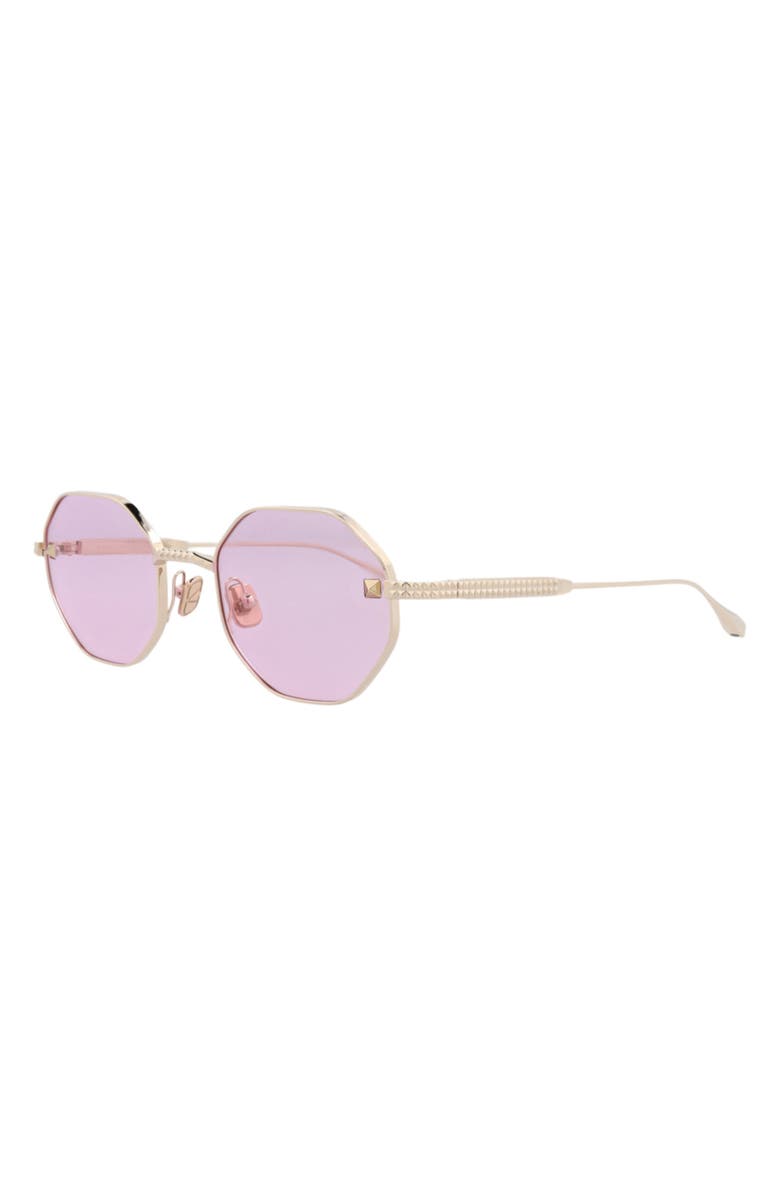 Valentino 50mm Geometric Sunglasses, Alternate, color, Gold Gold Pink
