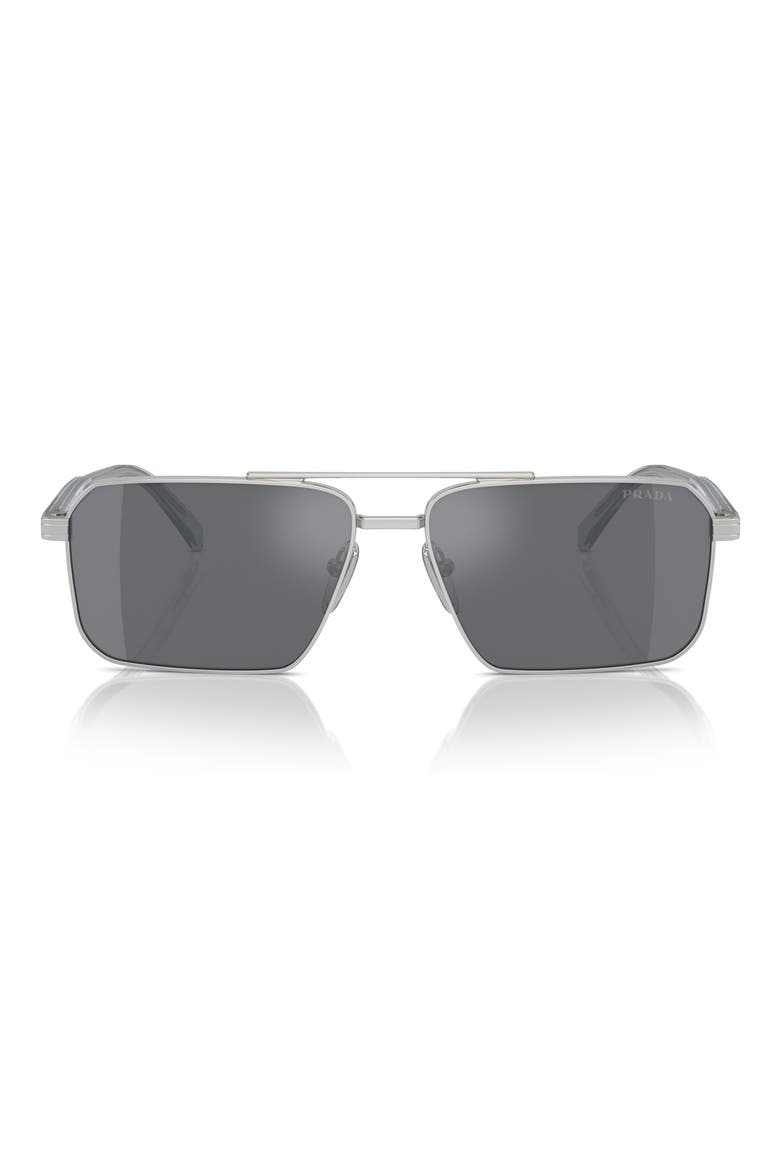 58mm Rectangular Sunglasses, Alternate, color, SILVER