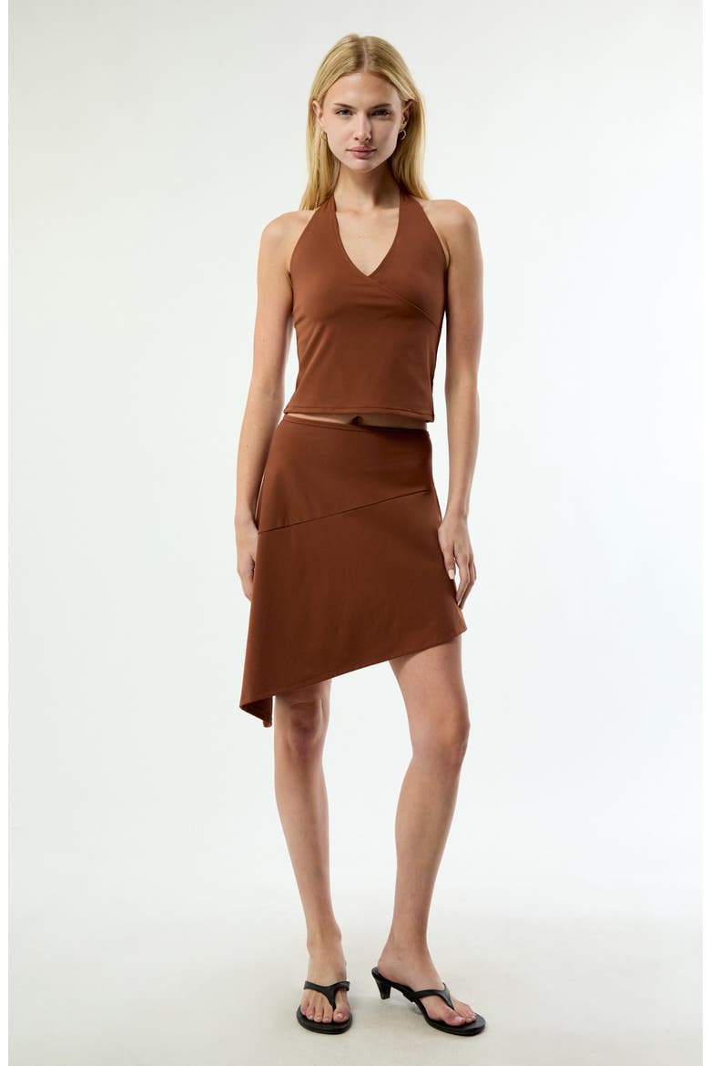 Camilla Knit Halter Neck Top, Alternate, color, BROWN