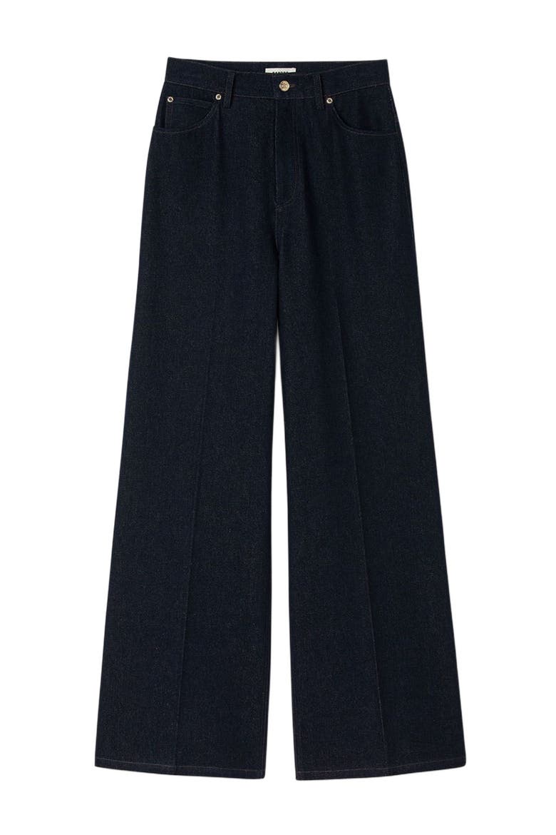 Wide-leg raw jeans, Alternate, color, Blue jean