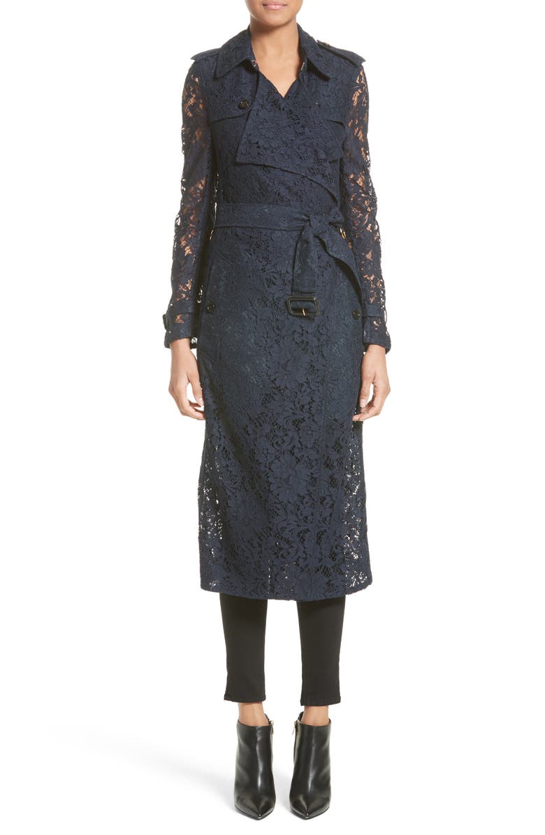Burberry Gracehill Macramé Lace Wrap Trench Coat, Main, color, 