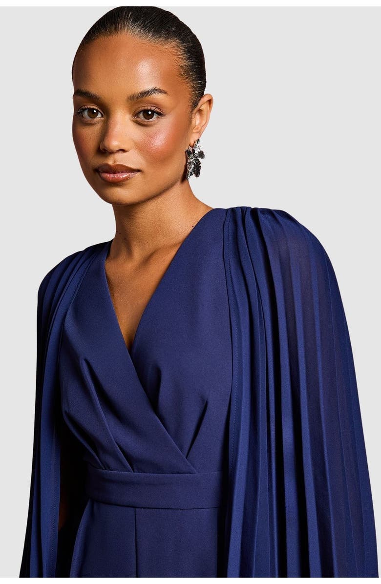 Coast Petite V Neck Pleated Jumpsuit, Alternate, color, Navy