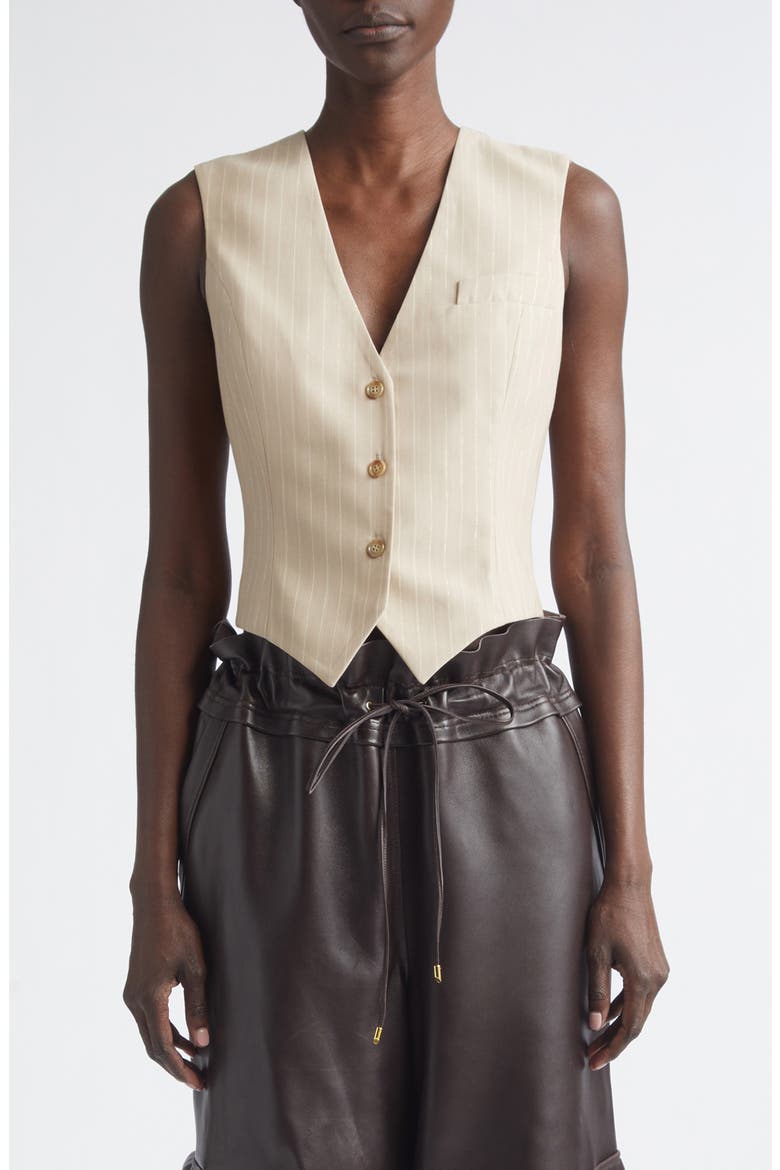 Shimmer Pinstripe Vest, Main, color, SAND