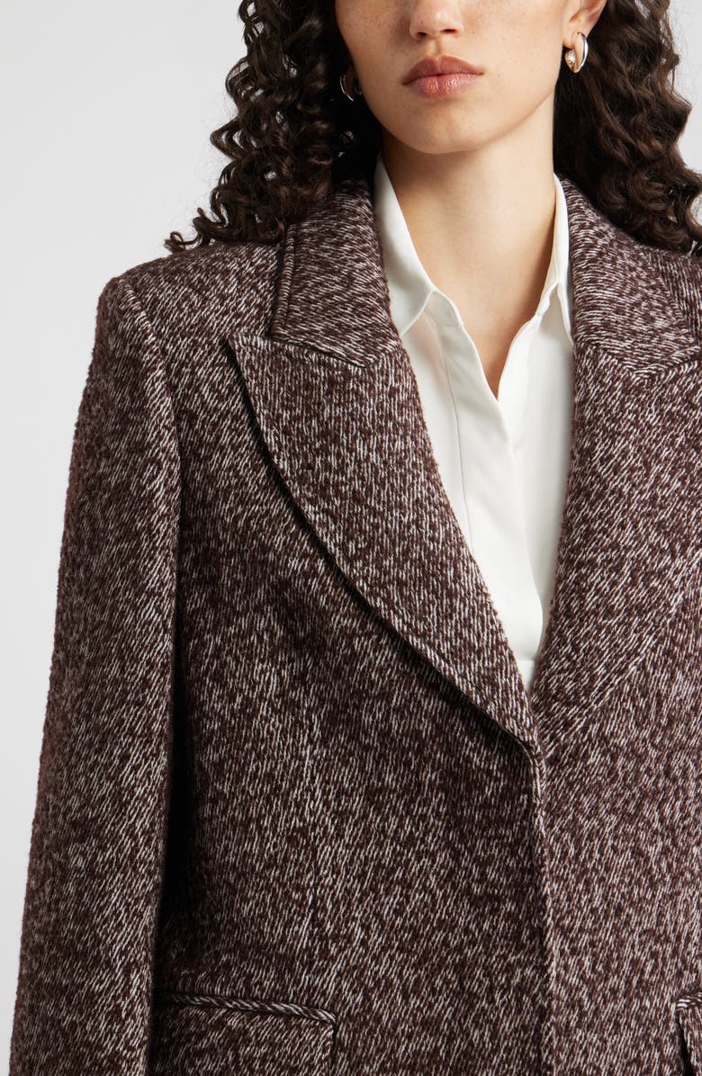 Nordstrom The Liv Textured Boyfriend Blazer, Alternate, color, Brown Ivory Twill