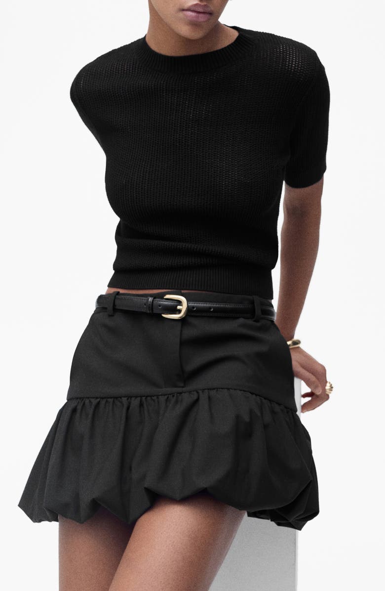 MANGO Open Stitch Short Sleeve Cotton Blend Sweater, Main, color, 