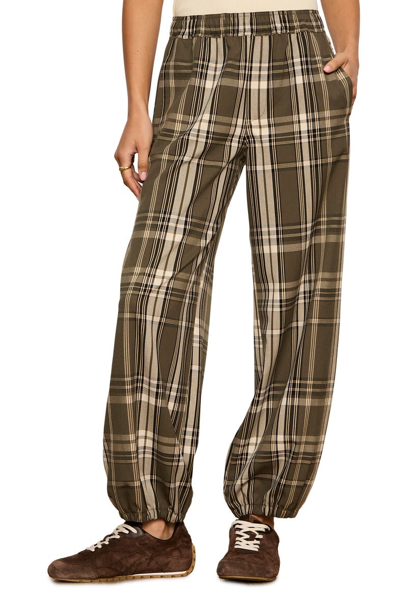Plaid Micro Balloon Pants, Main, color, LINDEN PLAID