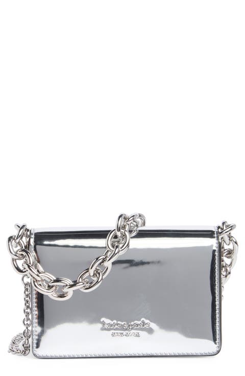 natasha metallic leather card case crossbody bag