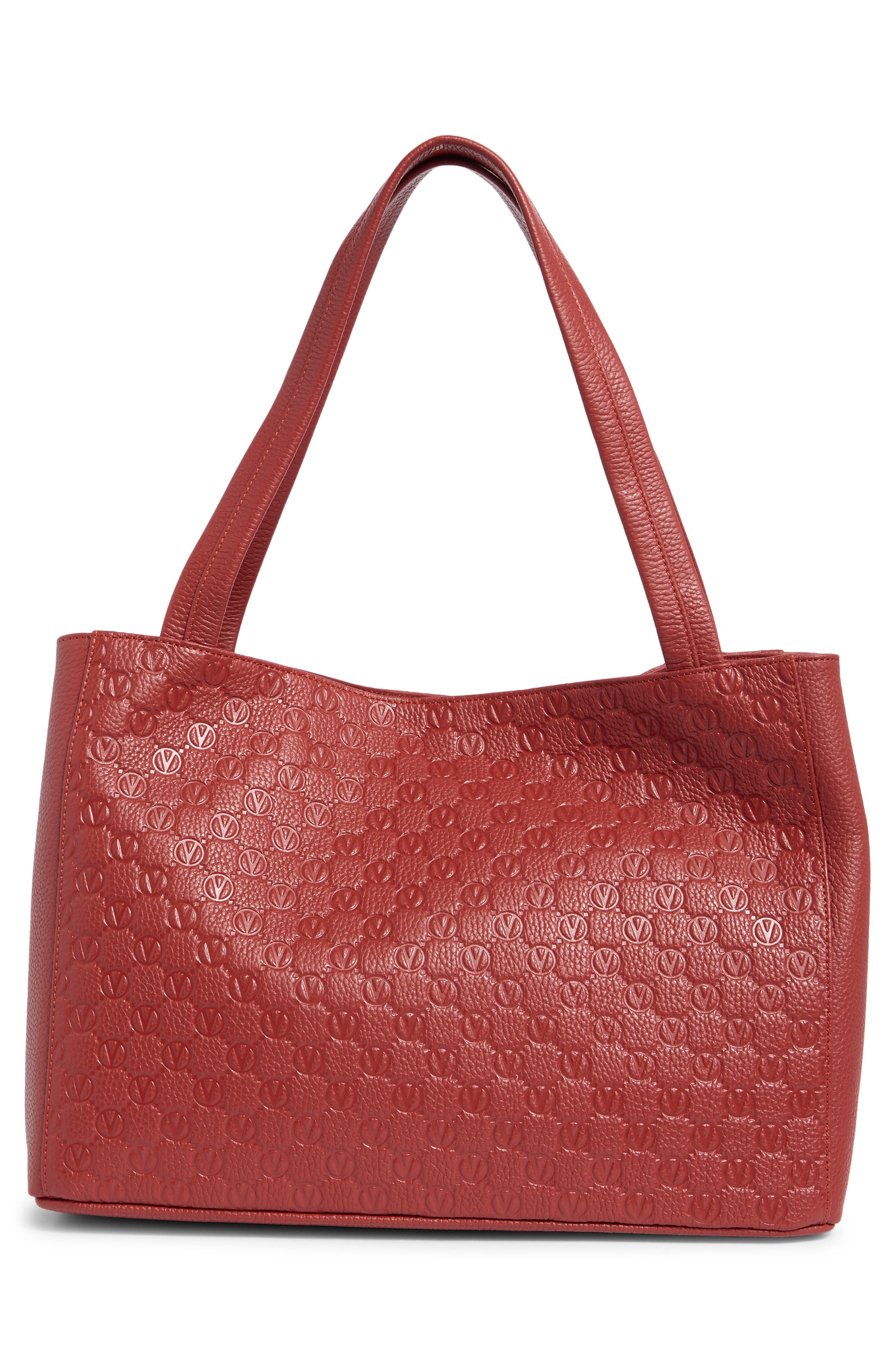 VALENTINO BY MARIO VALENTINO Ollie Dollaro Monogram Leather Tote Bag, Alternate, color, Rust