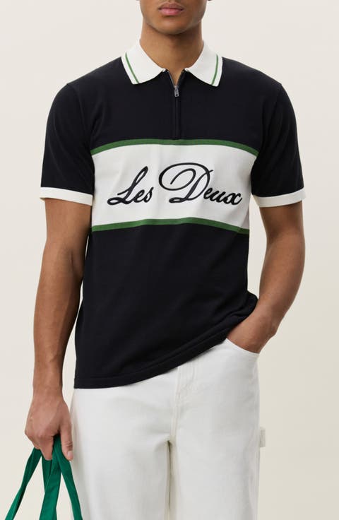 Colorblock Cotton Zip Polo