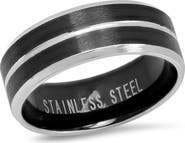 HMY JEWELRY Men's Two-Tone Stainless Steel Band Ring