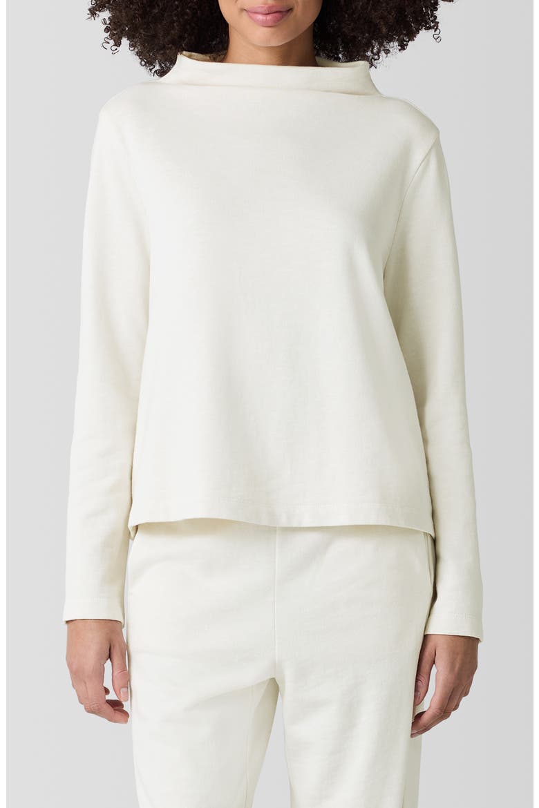 Funnel Neck Long Sleeve Boxy Top, Main, color, BONE
