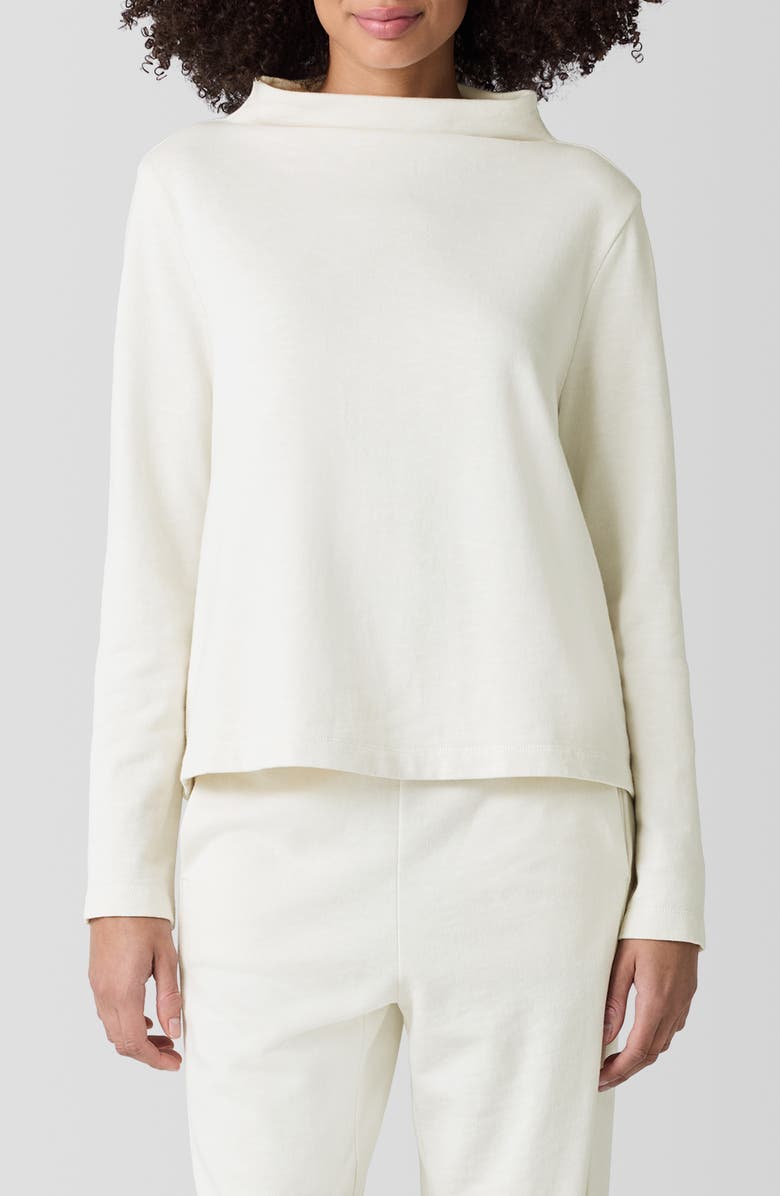 Eileen Fisher Funnel Neck Long Sleeve Boxy Top, Main, color, 