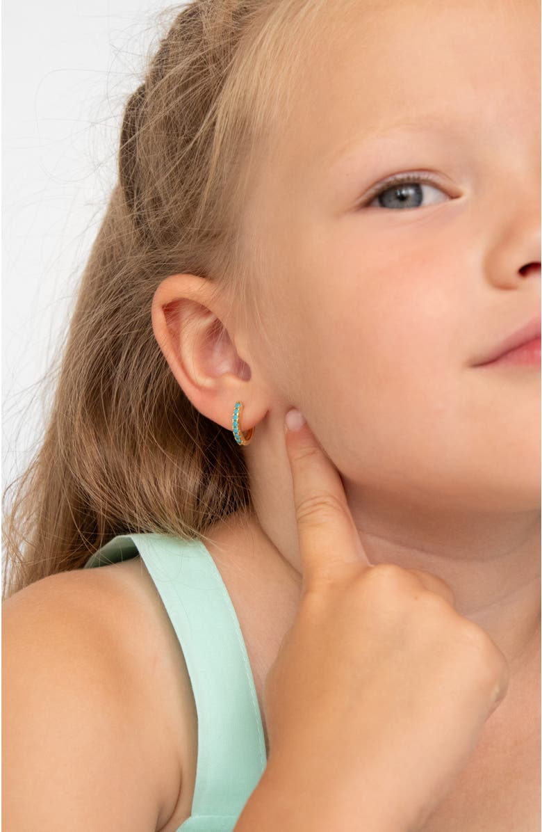 In Season Jewelry Small Multi Turquoise Huggie Plated Earrings, Alternate, color, Aqua Blue