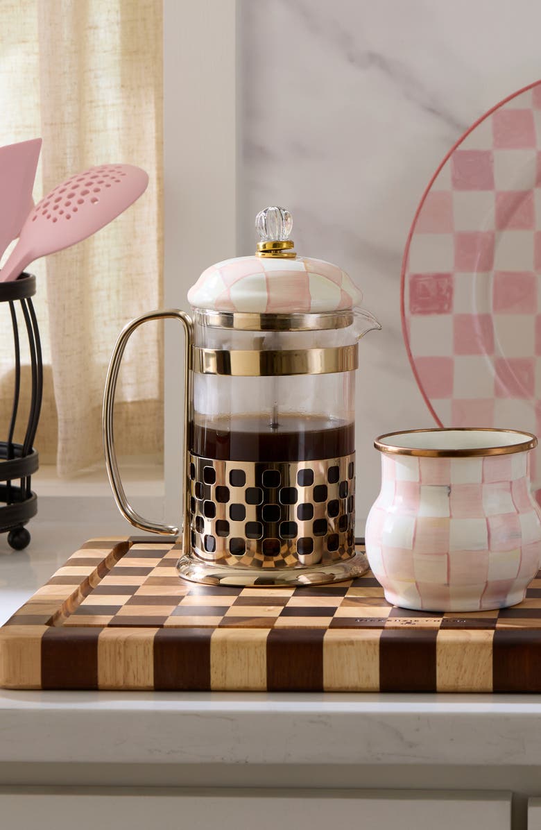 MACKENZIE CHILDS Rosy Check French Press, Alternate, color, Rosy