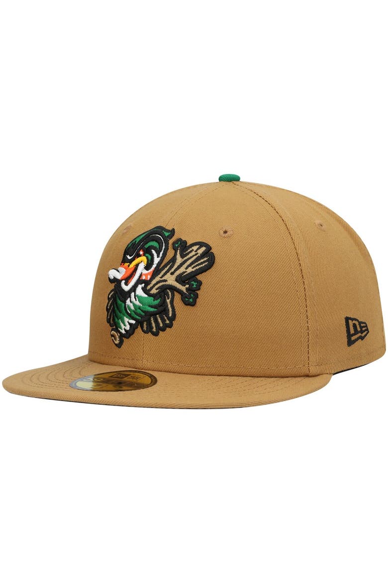 Men's New Era Natural Down East Wood Ducks Authentic Collection Team Alternate 59FIFTY Fitted Hat, Main, color, Natural