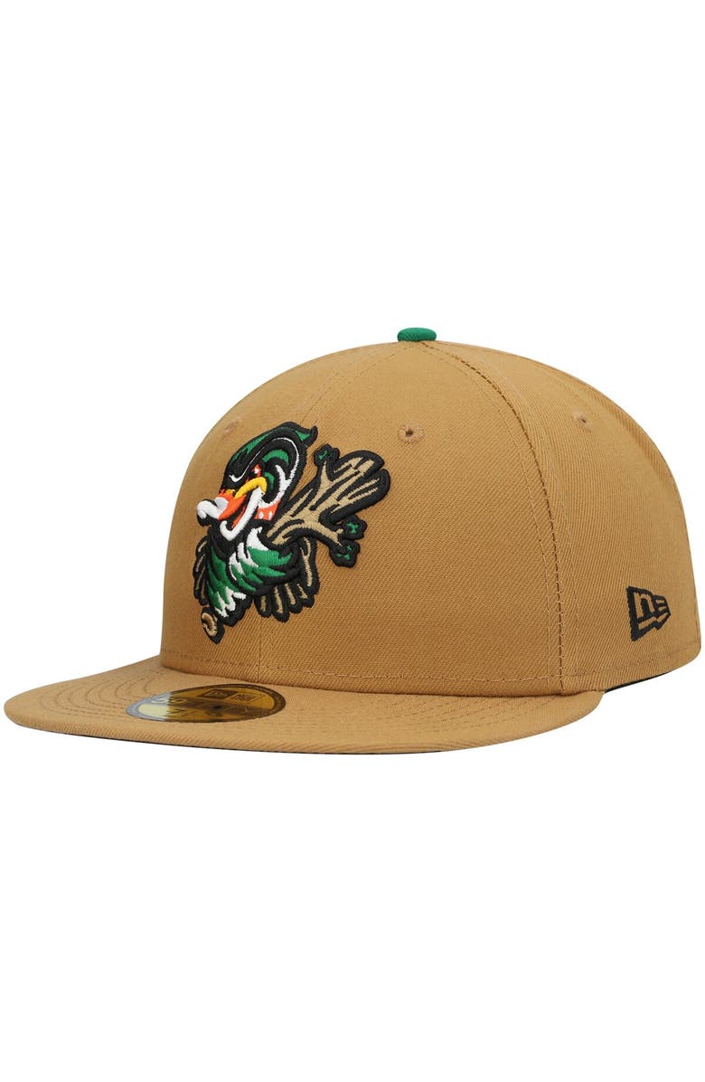 New Era Men's New Era Natural Down East Wood Ducks Authentic Collection Team Alternate 59FIFTY Fitted Hat, Main, color,