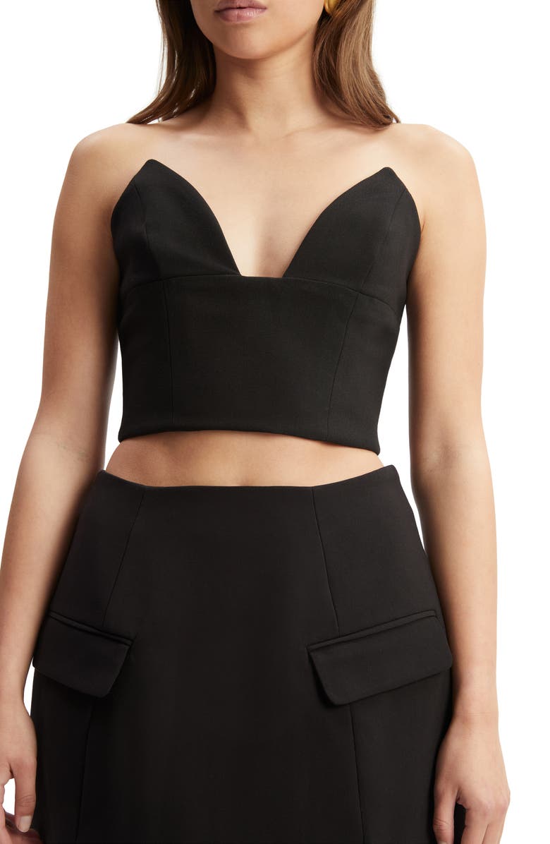 Bardot Delphi Strapless Crop Top, Alternate, color, Black