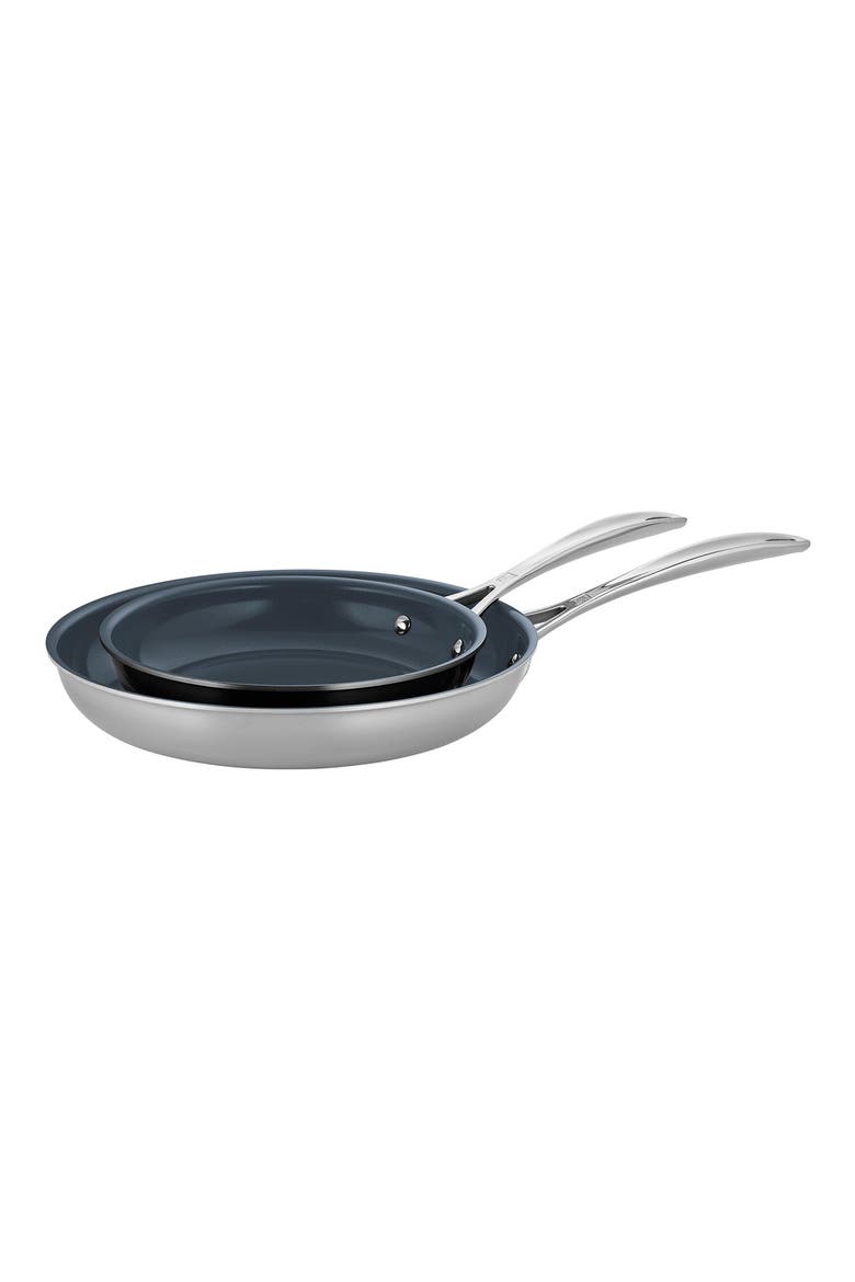 Clad CFX Stainless Steel Ceramic Nonstick Fry Pan 2-Piece Set, Alternate, color, STAINLESS STEEL