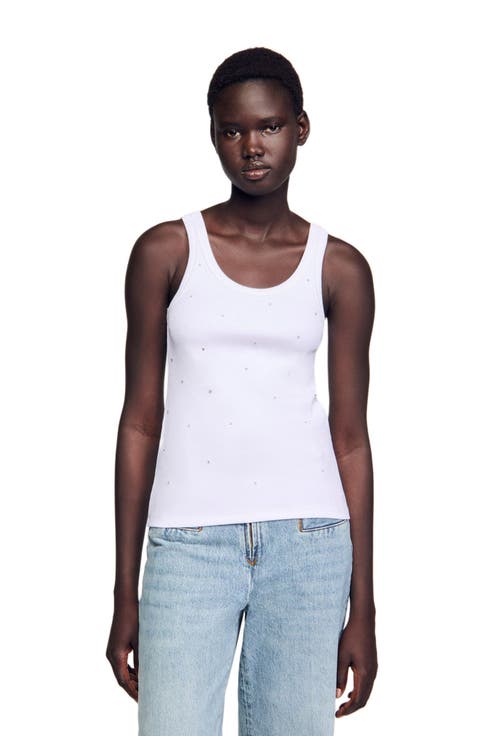 Jersey tank with rhinestones