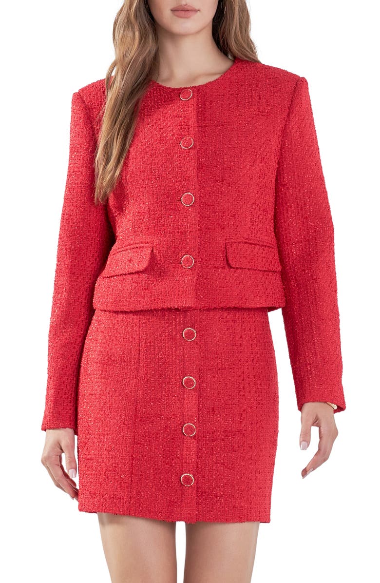 Endless Rose Tweed Crop Jacket, Main, color, 