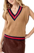 English Factory Tipped Rib Knit Sweater Vest