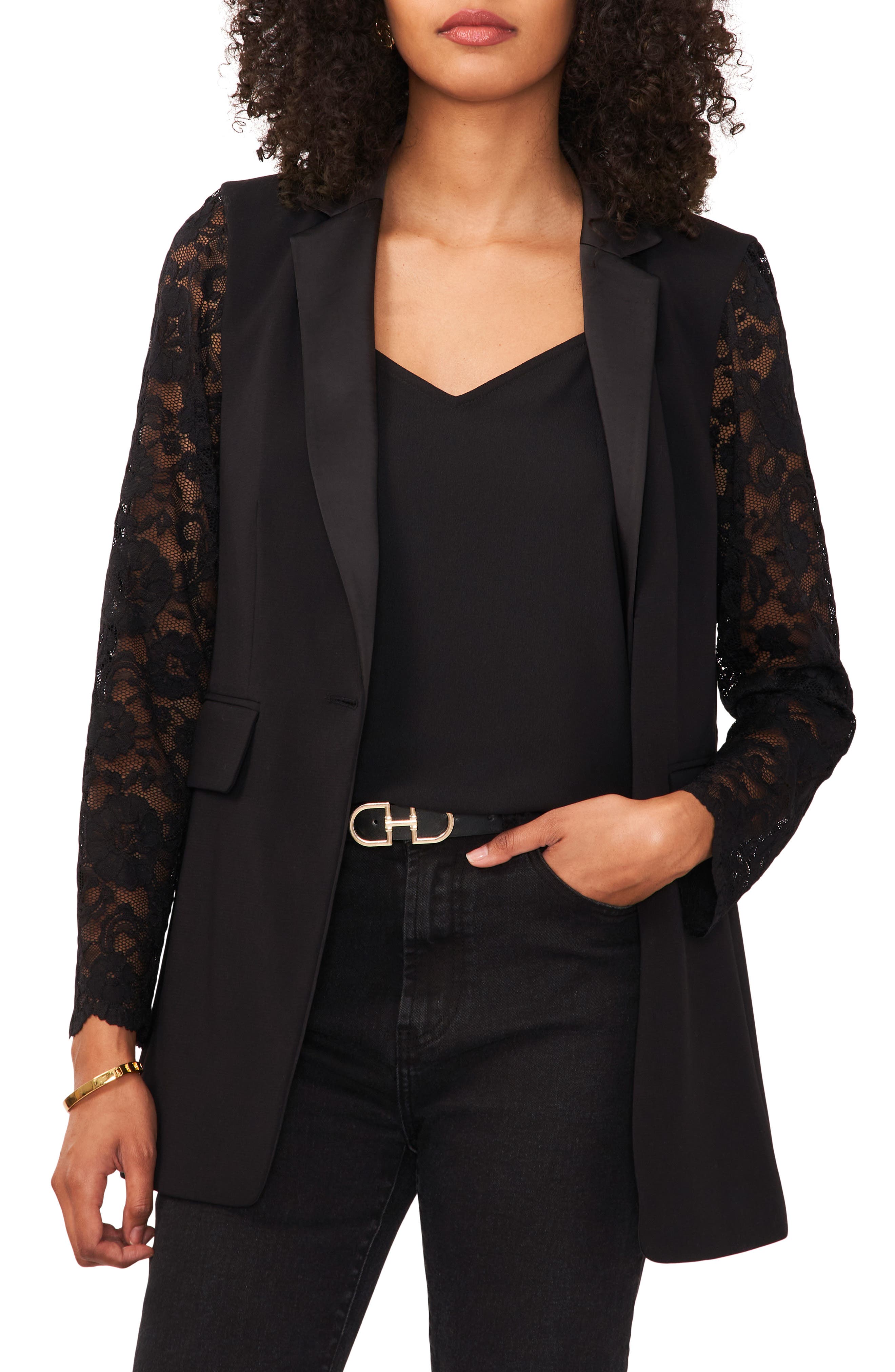 Lace Sleeve Blazer
