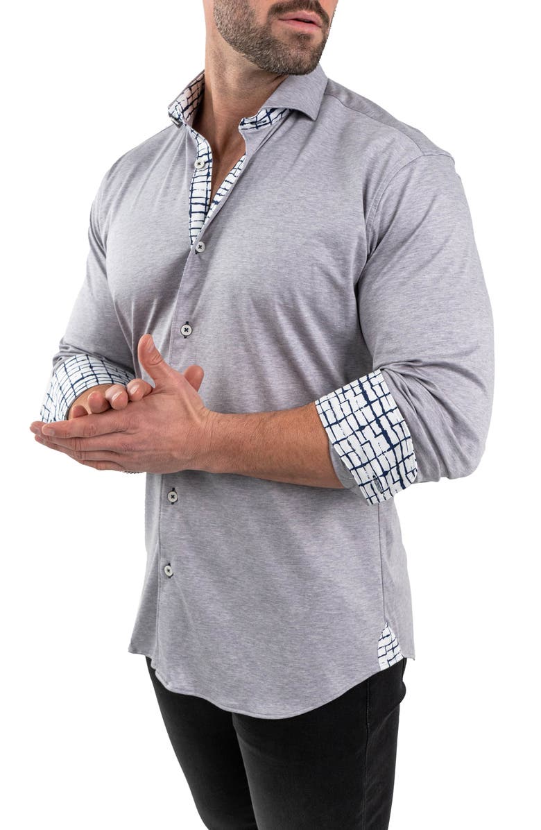 Maceoo Einstein Cotton Knit Button-Up Shirt, Alternate, color, Grey