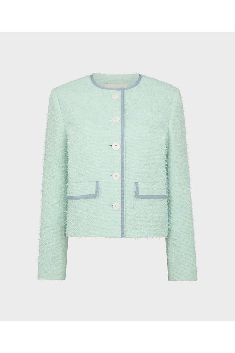 Charlotte Cotton Blend Braided Boucle Jacket, Main, color, Mint