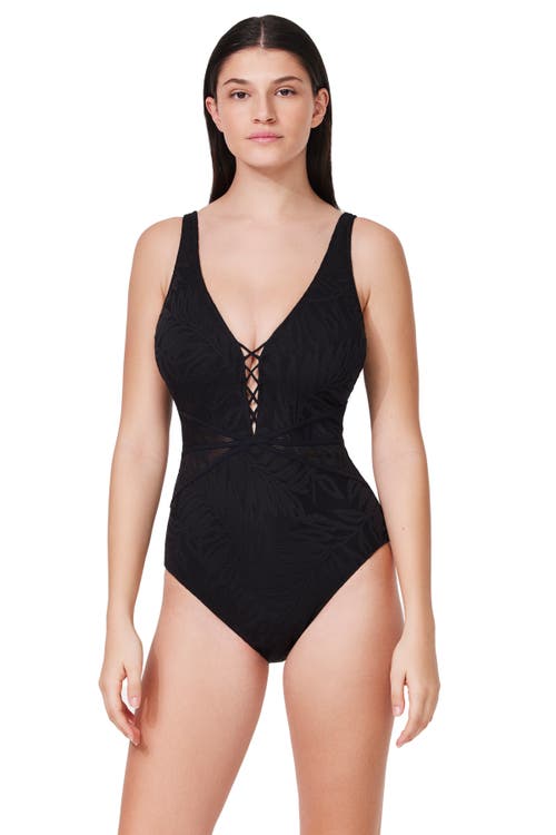 Profile By Gottex D Cup V Neck X Detail One Piece Swimsuit In Black