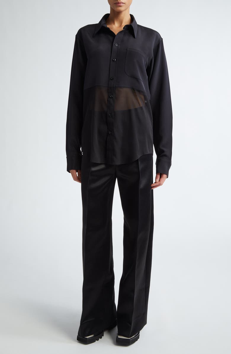 Peter Do Mixed Media Button-Up Shirt, Alternate, color, 