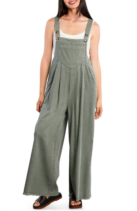 Claire Wide Leg Denim Overalls