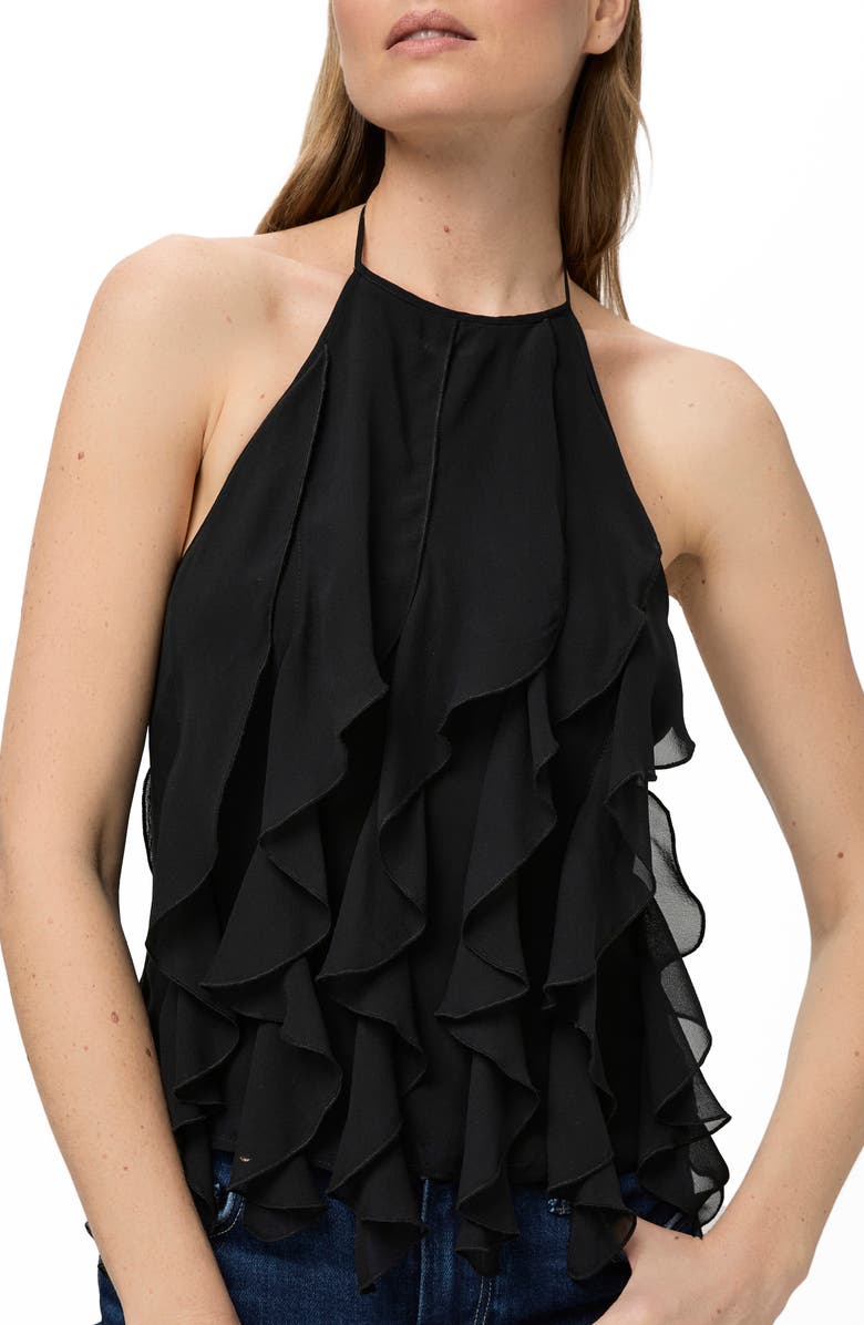 PAIGE Ciao Ruffle Halter Top, Alternate, color, Black