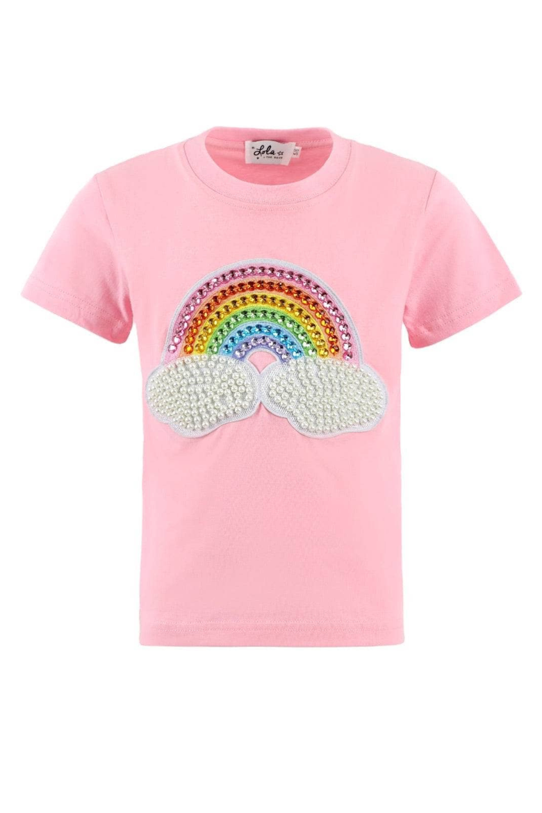 Rainbow Pearl Patch T-shirt, Main, color, Pink