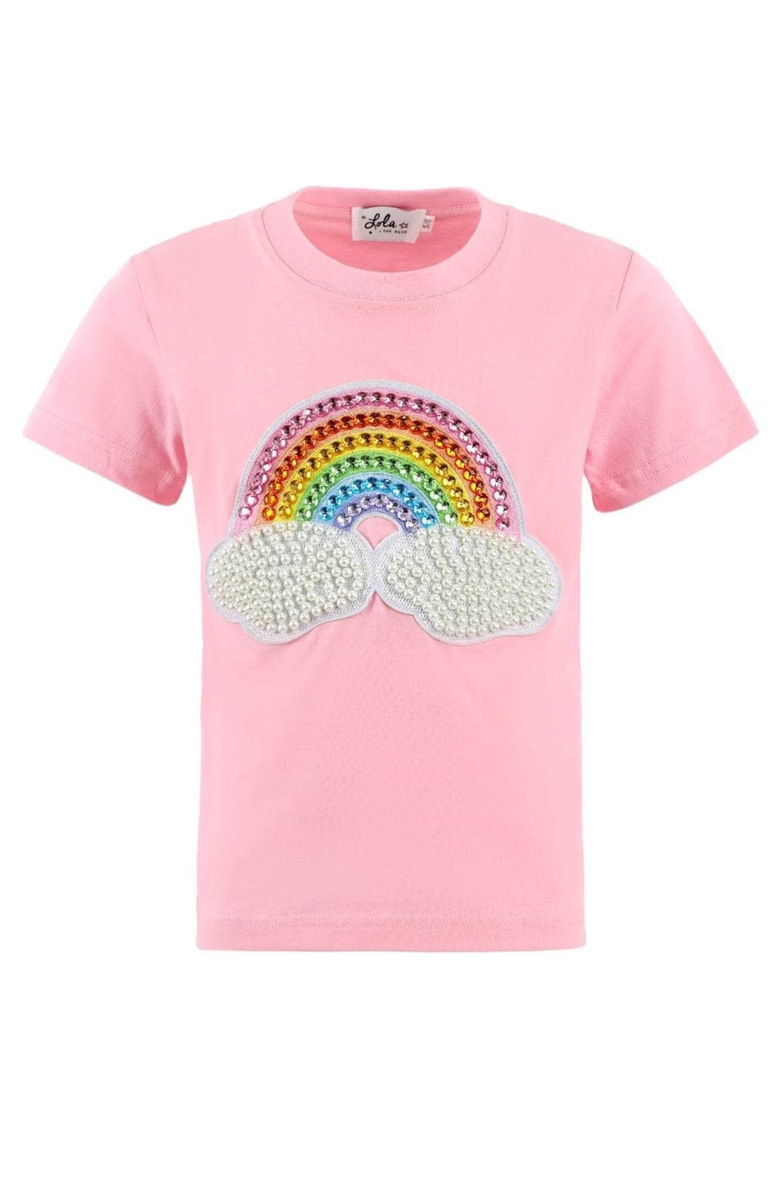 Lola + The Boys Rainbow Pearl Patch T-shirt, Main, color, Pink