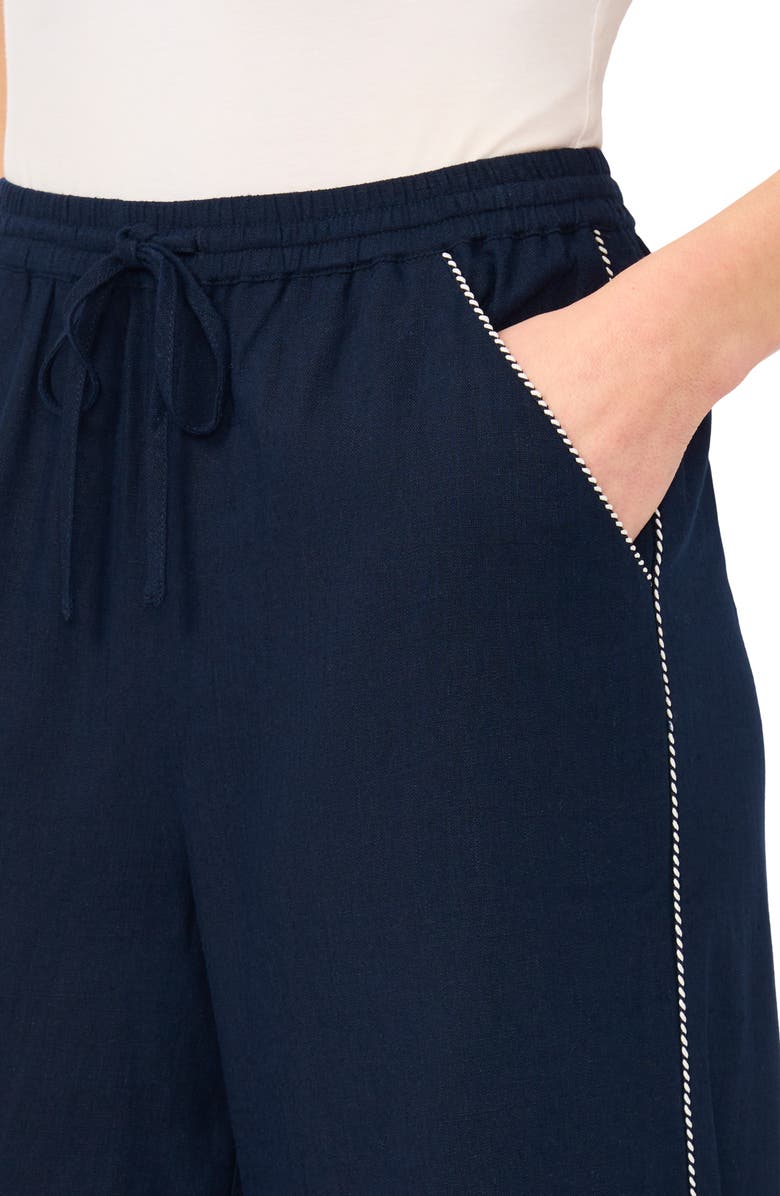 CeCe Contrast Trim Crop Pants, Alternate, color, Classic Navy