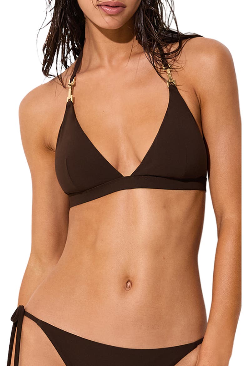 Riah Triangle Bikini Top, Main, color, CHOCOLATE