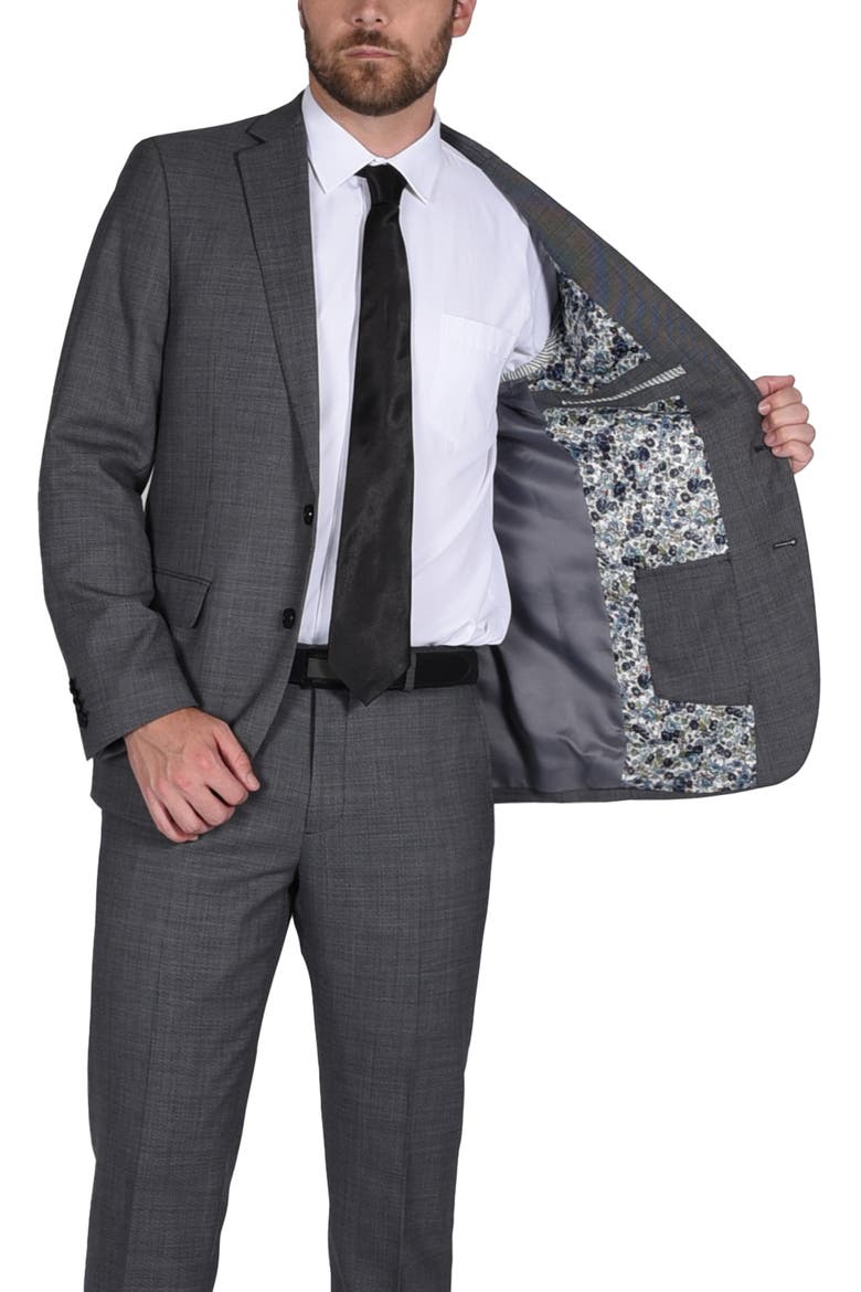 Birdseye Slim Fit Wool Blend Suit, Alternate, color, GREY
