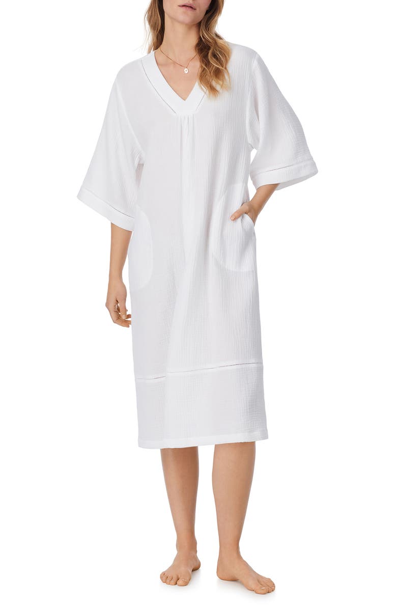 Eileen West Cotton Gauze Caftan, Main, color, White