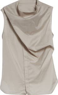 Rick Owens Sleeveless Semisheer Chambray Button-Up Shirt