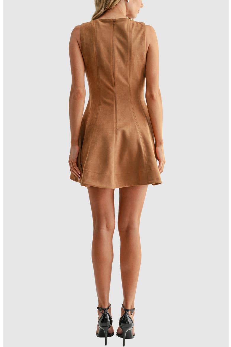 Faux Suede Fit & Flare Minidress, Alternate, color, TAUPE