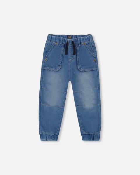 Deux Par Deux French Terry Joggers - Light Blue Denim