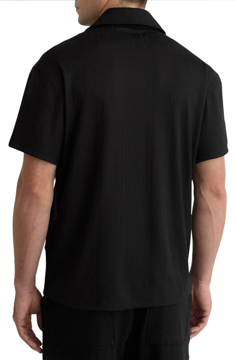 Reiss Ando Texture Stripe Camp Shirt, Alternate, color, Black
