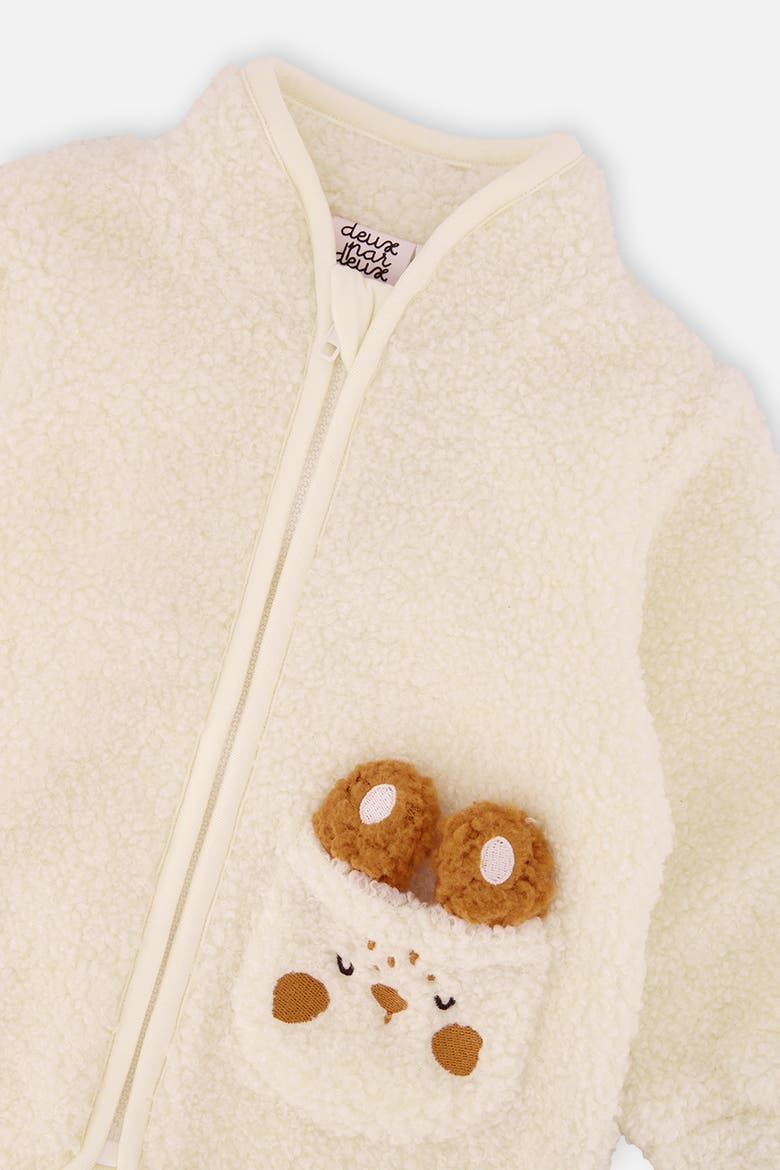 Fleece Bunny Pocket Zip Jacket, Alternate, color, Off-White