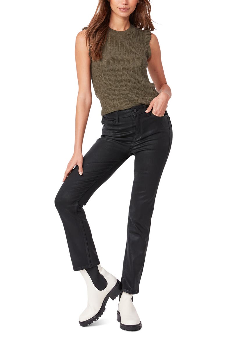 Coated High Waist Straight Leg Jeans, Alternate, color, BLACK FOG LUXE COATING
