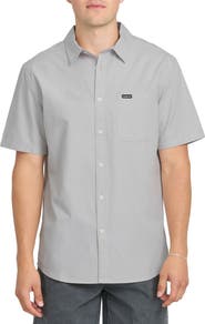 Quiksilver Shore Break Classic Short Sleeve Cotton Button-Up Shirt
