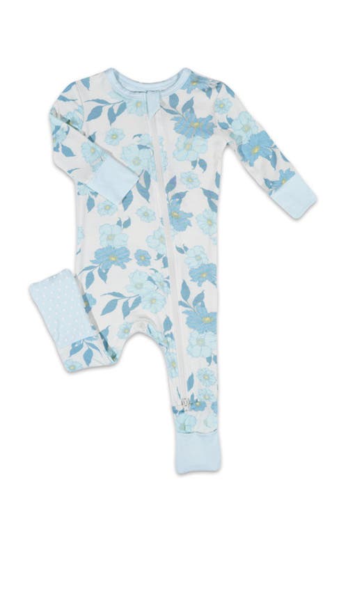 Everly Grey Convertible Romper Fitted Long Sleeve Pajama In Blue