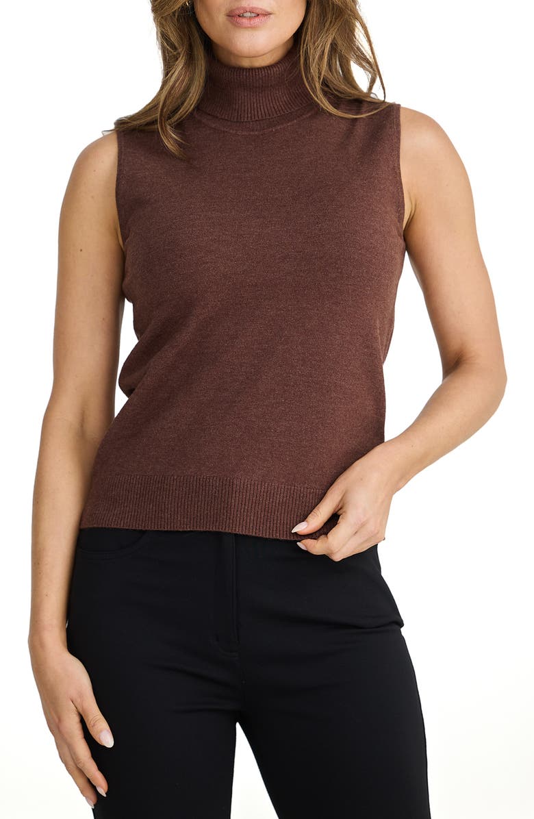 Brave+True Skye Sleeveless Turtleneck Sweater, Main, color, Chocolate Marle
