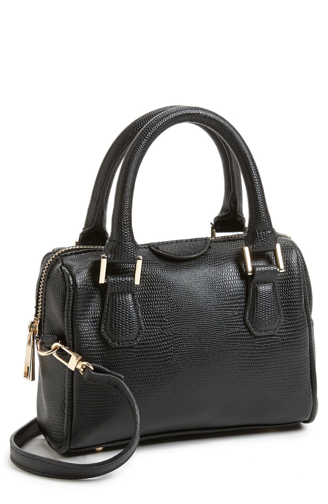 Faux Leather Crossbody Bag, Main, color, BLACK