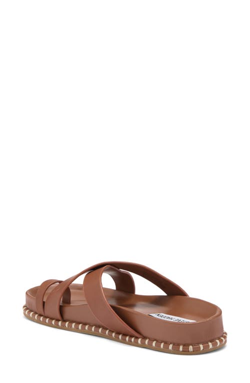 Steve Madden Avianna Womens Criss-cross Faux Leather Slide Sandals In Cognac Leather