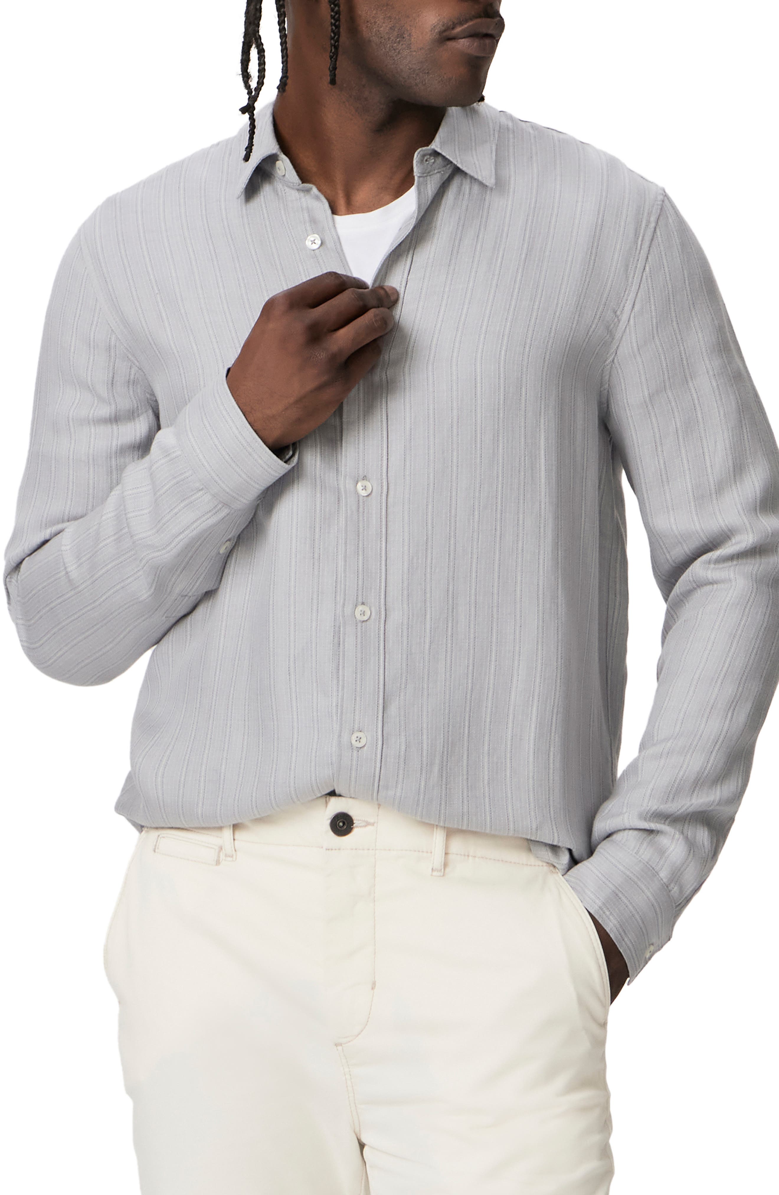 Peters Stripe Linen Blend Button-Up Shirt